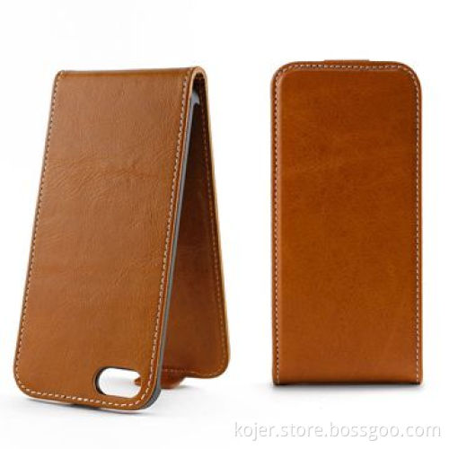 Genuine Leather Flip Mobile Phone Case for iPhone 5, with Plastic Shell Inside